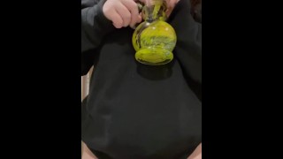 Teen fucking herself with dildo and smoking 420!!! Happy Holidaze baby