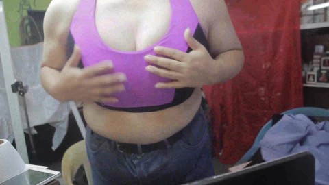 Revealing my inflated boobs in a nice trainer bra.