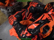 Preview 2 of huge cumshot over my orange fox mx gear (boots, socks, gloves, helmet)