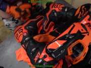 Preview 4 of huge cumshot over my orange fox mx gear (boots, socks, gloves, helmet)