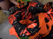 Preview 6 of huge cumshot over my orange fox mx gear (boots, socks, gloves, helmet)
