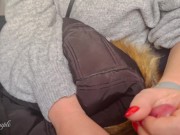 Preview 3 of Very sloppy Handjob and Blowjob in a plane - so risky in public