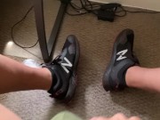Preview 1 of Covering his sneakers with cum!