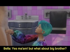 Lulu blows bella in the bathroom scene