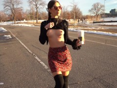 Boldly showing off my nipples to strangers in a see-through top and no bra