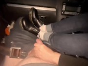 Preview 2 of Handjob and Sockjob  in car wearing White Frilly Socks
