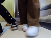 Preview 5 of Two College Girls Sneakers In Socks Step On Cock