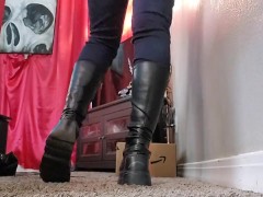 Giantess stomps on you in goth boots
