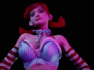 Red head girl with pigtails dancing  3D Hentai