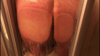 My Ass on Glass Preview - my thick plump ass plus a pussy peek in the shower - more to cum