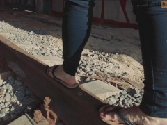 Foot Fetish Outside. Sexy little soles on the train and in nature