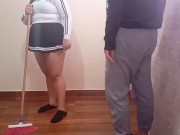 Preview 5 of The chubby cleaning girl comes to my house and ends up cleaning my dick