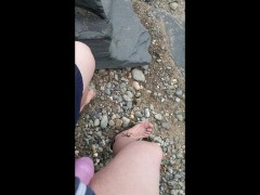 Beach walk in chastity with foot cum - Screenshot 10 of 16 - Small Dick