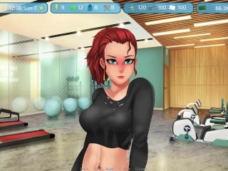 gym, cartoon, game, solo female