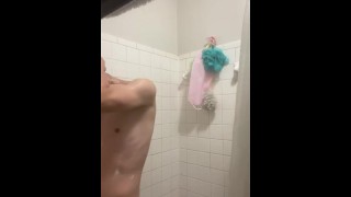 White twink takes a shower naked waiting for you?
