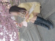Preview 3 of Outdoor date with an amateur big-breasted college girl ♡ standing blowjob creampie Japanese