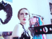 Preview 1 of Sexy Hot Teacher Eva Latex Dominatrix Goddess Femdom Solo BDSM Glasses Big Ass Milf Toys Strapon
