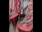 Preview 2 of Found my slut wife's tasle high heels and came on them!