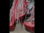 Preview 3 of Found my slut wife's tasle high heels and came on them!