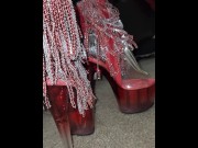 Preview 5 of Found my slut wife's tasle high heels and came on them!