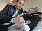 Preview 2 of SHAVING A BITCHES HAIR AND FIST HIS ASS HOLE MASTER GARCON, DARK HERMES AND BRETT TYLER