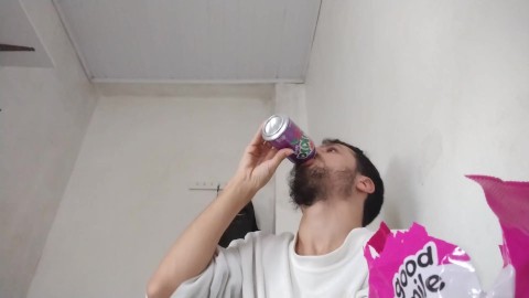 Grape soda food Fetish Drinking refri Big mouth boy