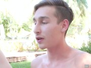 Preview 1 of Hot 18 Year Old Kory Houston Fucks His Str8 Friend Outdoors On A Blanket