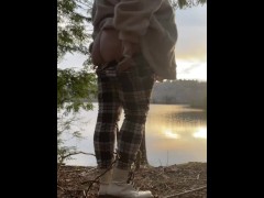 Quick booty flash outside at the lake