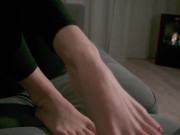 Preview 3 of She met a guy at a party & used her feet to dry his nuts - Close Up