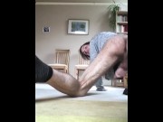 Preview 6 of Horny hairy stud begs for attention as he masturbates on the floor (almost caught at end lol )