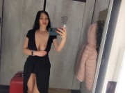 Preview 2 of Busty  hot brunette is trying dresses in the store