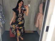 Preview 6 of Busty  hot brunette is trying dresses in the store