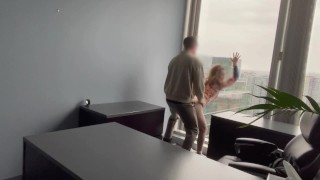 I fuck my MILF BOSS against her office window