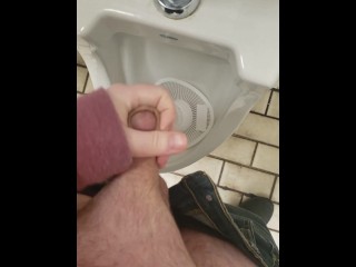 Gordinho Gozando no Banheiro Público
