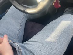 Fingering My Huge Cock In The Car On The Go