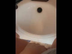 Desperate naughty piss in the sink