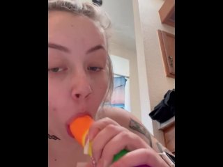 solo female, big ass, big dildo, vertical video