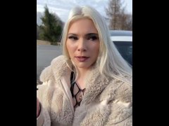 A blondie teen is smoking and spitting loogies and littering