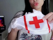 Preview 4 of JOI- probándome COSPLAY de chica escolar y enfermera! Vlog Review/culona/brunette 🍑 Kawaii Girl POV