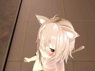 Okayu Nekomata Dancing Hentai HololiveCat Girl Underwear Nekomimi MMD3D Beige Hair