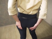 Preview 3 of Perfect Ass Asian In Tight Work Trousers Teases Visible Panty Line