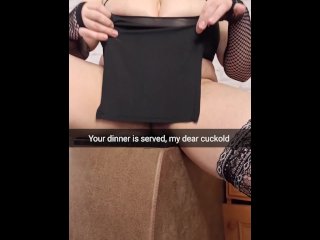 Come on, eat fresh creampie cum right from my pussy, cuckold! - Cuckold Snapchat Captions