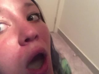 quick blowjob, real couple homemade, silent, cum in mouth, handjob