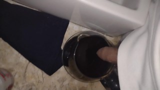 Peeing a lot I got a Jar with coffe on and piss On all DESPERATE PISSING