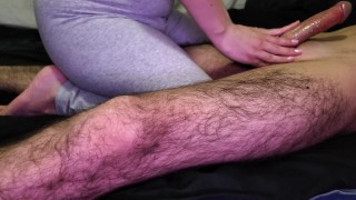 Edging cock to a ruined cumshot