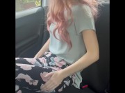Preview 2 of Hot girl outdoor wet pussy playing in car with anal beads and finger fucking