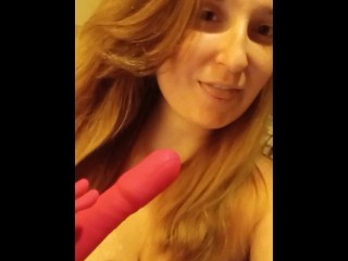 Horny MILF Sucking Dildo