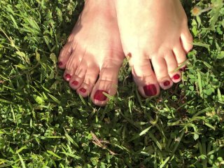 solo female, feet grass, reality, feet joi