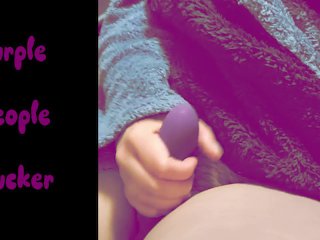 solo female, purple cock, futanari, sex toy unboxing