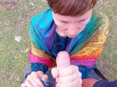 We met on a path by a mountain river and she drank all the cum